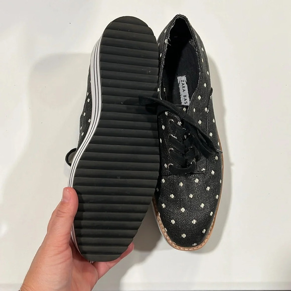 Zara Basic - 38, black and white polka dot platforms - Picture 3 of 9